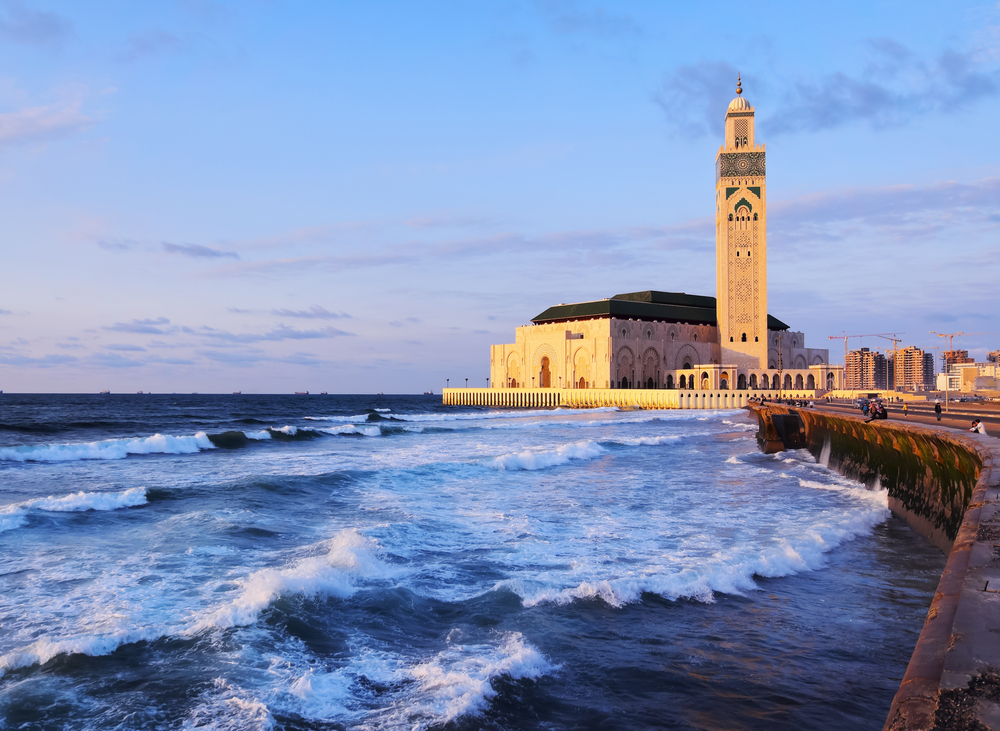 Hassan II Mosque during the sunset in Casablanca