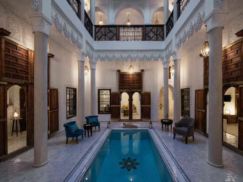 Riad Spice patio with pool